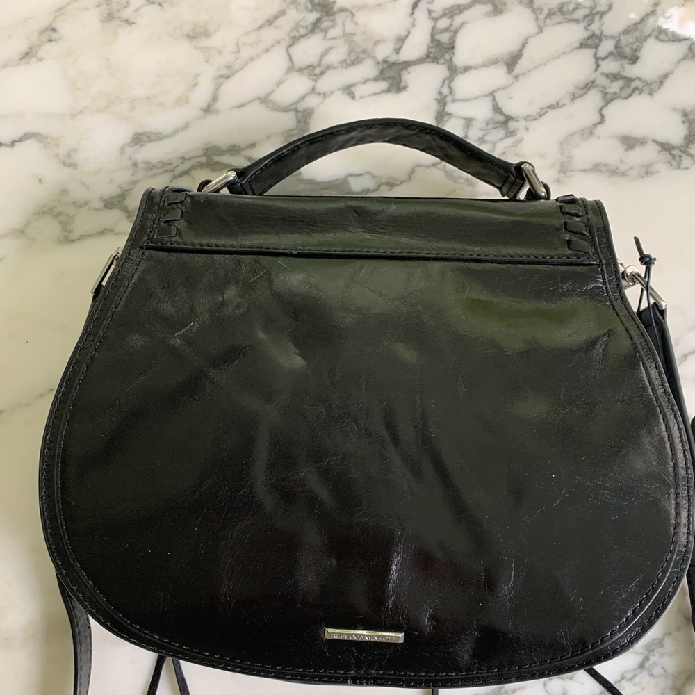 Rebecca Minkoff Black Leather Crossbody Vanity Saddle Bag - Picture 4 of 11